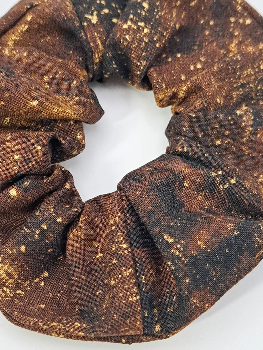 Chocolate Brown Gold Speckled Scrunchie Hair Rie Cotton Women's Accessory